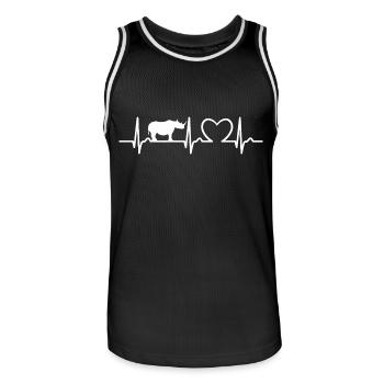 Rhinoceros - ECG Curve - Heart Curve - Pulse - Men's Basketball Jersey - black/white - Front - AI Model Male 185 dark (185cm)