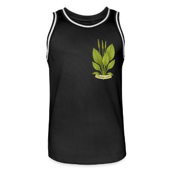 Breitwegerich – Plantago major | Kraft der Bodenkr - Männer Basketball-Trikot - Schwarz/Weiß - Vorne - AI Model Male 185 dark (185cm)