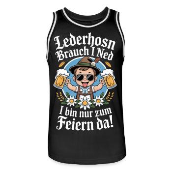 Lustiger LederhosenLederhosen Bavaria Dialect Saying - Men's Basketball Jersey - black/white - Front - AI Model Male 185 dark (185cm)