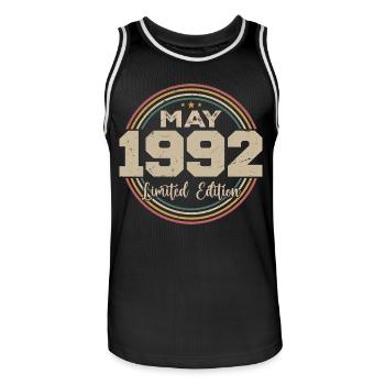 Mai 1992 Vintage Nées En Mai 1992 Anniversaire - Maillot de basket Homme - noir/blanc - Devant - AI Model Male 185 dark (185cm)