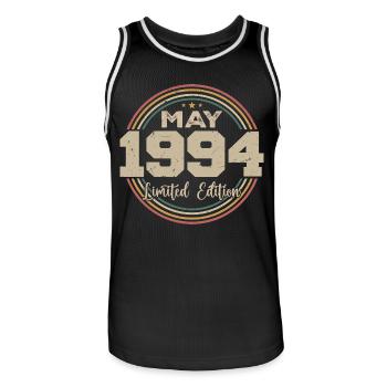 Mai 1994 Vintage Nées En Mai 1994 Anniversaire - Maillot de basket Homme - noir/blanc - Devant - AI Model Male 185 dark (185cm)