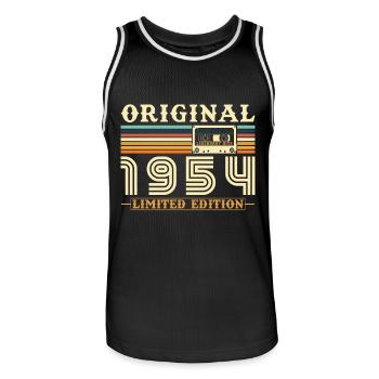 Original 1954 Jahrgang Geburtstag Geschenk - Männer Basketball-Trikot - Schwarz/Weiß - Vorne - AI Model Male 185 dark (185cm)