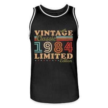 Vintage 1984 Rétro Cadeau D'anniversaire 1984 - Maillot de basket Homme - noir/blanc - Devant - AI Model Male 185 dark (185cm)