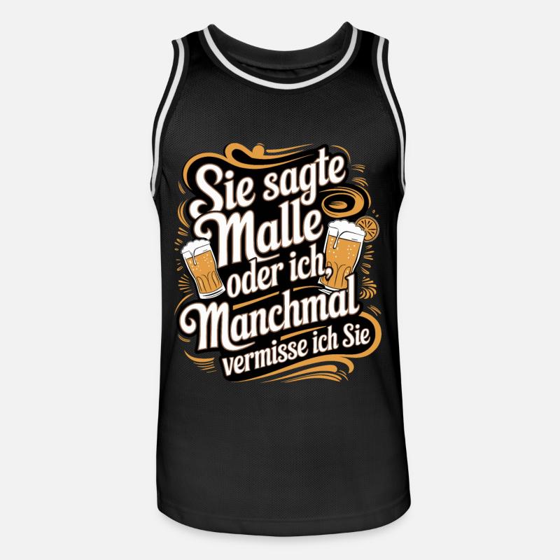 Sie sagte Malle oder ich lustiger Mallorca Spruch - Männer Basketball-Trikot - Schwarz/Weiß