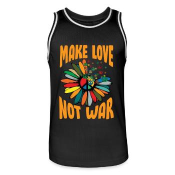 Make Love Not War Flower Power Hippie - Men's Basketball Jersey - black/white - Front - AI Model Male 185 dark (185cm)