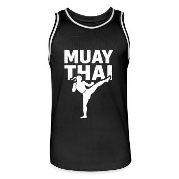 Muay Thai Fighter - Men's Basketball Jersey - black/white - Front - AI Model Male 185 dark (185cm)