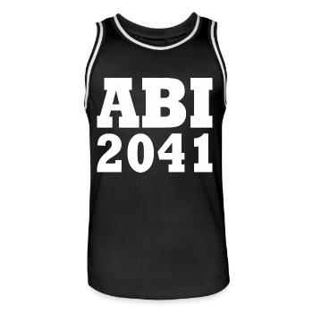 Abi 2041 - Männer Basketball-Trikot - Schwarz/Weiß - Vorne - AI Model Male 185 dark (185cm)