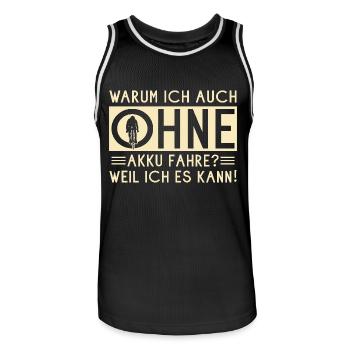 Ohne Akkku Fahrrad Fahrradfahrer - Männer Basketball-Trikot - Schwarz/Weiß - Vorne - AI Model Male 185 dark (185cm)