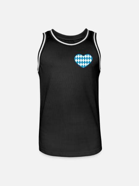 Herz - Bayern - Raute - Männer Basketball-Trikot - Schwarz/Weiß