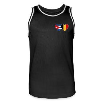 Kuba Belgien Flagge Herz - Männer Basketball-Trikot - Schwarz/Weiß - Vorne - AI Model Male 185 dark (185cm)