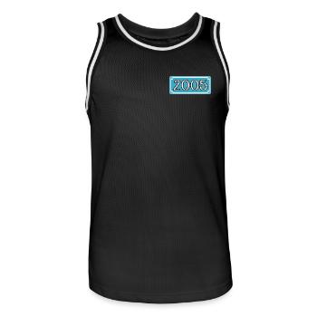 Year of birth 2005 Birthday - Men's Basketball Jersey - black/white - Front - AI Model Male 185 dark (185cm)