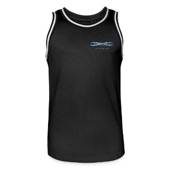 Edinburgh Humorvolles Wortkunst-Design - Männer Basketball-Trikot - Schwarz/Weiß - Vorne - AI Model Male 185 dark (185cm)