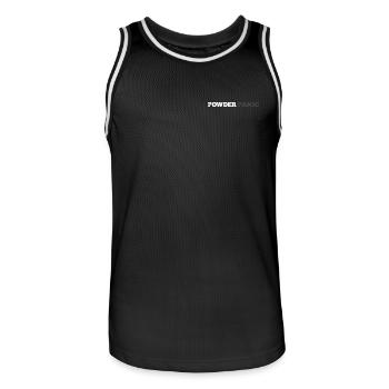 Powder Panic Logo - Men's Basketball Jersey - black/white - Front - AI Model Male 185 dark (185cm)