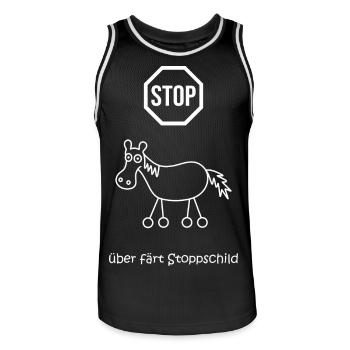 überfährt stoppschild, Stopptafel Pferd mit Rädern - Männer Basketball-Trikot - Schwarz/Weiß - Vorne - AI Model Male 185 dark (185cm)