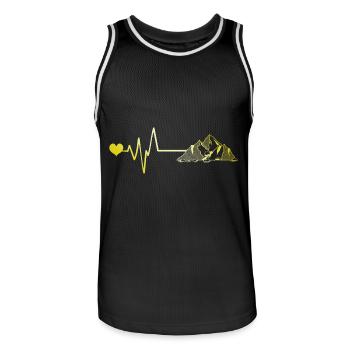 Berge Herzschlag - Männer Basketball-Trikot - Schwarz/Weiß - Vorne - AI Model Male 185 dark (185cm)