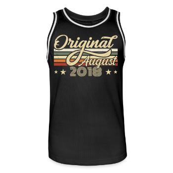 Août 2018 Anniversaire Août 2018 - Original 2018 - Maillot de basket Homme - noir/blanc - Devant - AI Model Male 185 dark (185cm)