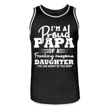 Je suis fier d'être le papa d'une fille géniale - Maillot de basket Homme - noir/blanc - Devant - AI Model Male 185 dark (185cm)