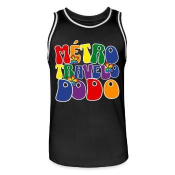 Arc-En-Ciel LGBT Métro Travelo Dodo - Maillot de basket Homme - noir/blanc - Devant - AI Model Male 185 dark (185cm)