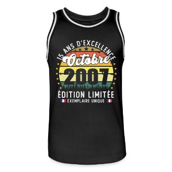 15 Ans Anniversaire Vintage Né en Septembre 2007 - Maillot de basket Homme - noir/blanc - Devant - AI Model Male 185 dark (185cm)