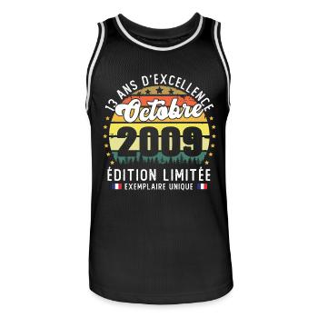 13 Ans Anniversaire Vintage Né en Septembre 2009 - Maillot de basket Homme - noir/blanc - Devant - AI Model Male 185 dark (185cm)