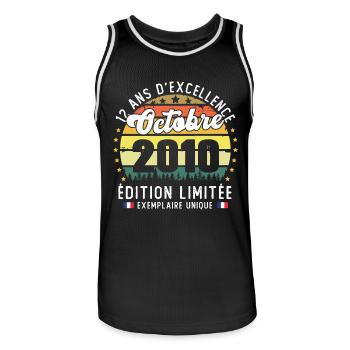 12 Ans Anniversaire Vintage Né en Septembre 2010 - Maillot de basket Homme - noir/blanc - Devant - AI Model Male 185 dark (185cm)