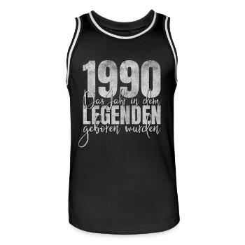 1990 Das Jahr in dem Legenden geboren wurden - Männer Basketball-Trikot - Schwarz/Weiß - Vorne - AI Model Male 185 dark (185cm)