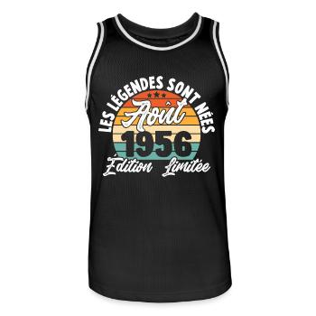 Cadeau Les légendes sont nées en Août 1956 - Maillot de basket Homme - noir/blanc - Devant - AI Model Male 185 dark (185cm)