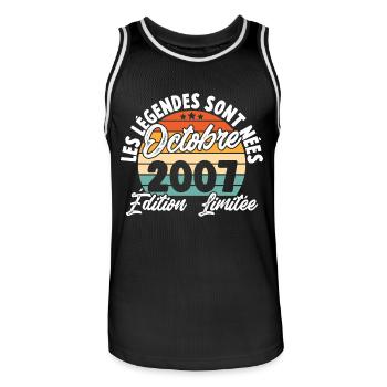Cadeau Les légendes sont nées en Octobre 2007 - Maillot de basket Homme - noir/blanc - Devant - AI Model Male 185 dark (185cm)