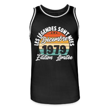 Cadeau Les légendes sont nées en Décembre 1979 - Maillot de basket Homme - noir/blanc - Devant - AI Model Male 185 dark (185cm)