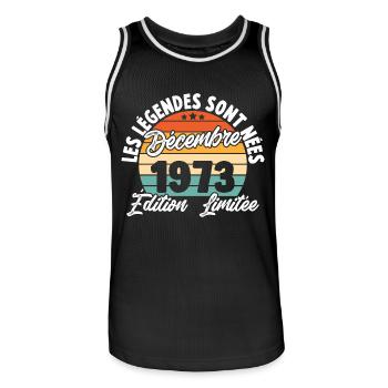 Cadeau Les légendes sont nées en Décembre 1973 - Maillot de basket Homme - noir/blanc - Devant - AI Model Male 185 dark (185cm)