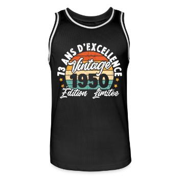 Vintage Cadeau D'anniversaire 73 Ans Vintage 1950 - Maillot de basket Homme - noir/blanc - Devant - AI Model Male 185 dark (185cm)