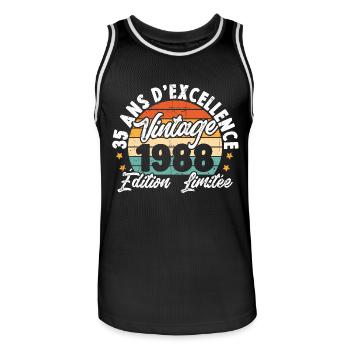 Vintage Cadeau D'anniversaire 35 Ans Vintage 1988 - Maillot de basket Homme - noir/blanc - Devant - AI Model Male 185 dark (185cm)