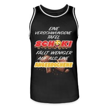 Lustiger Schoki Schokoladen Spruch für Naschkatzen - Männer Basketball-Trikot - Schwarz/Weiß - Vorne - AI Model Male 185 dark (185cm)