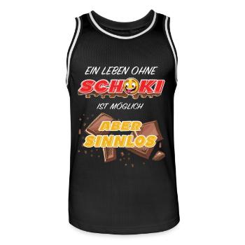 Lustiger Schokoladen Spruch - Leben ohne Schoki - Männer Basketball-Trikot - Schwarz/Weiß - Vorne - AI Model Male 185 dark (185cm)