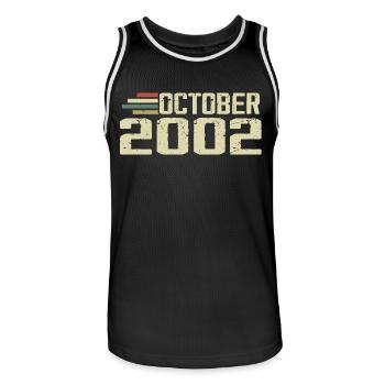 October 2002 - Geburtstag im Oktober 2002 - Männer Basketball-Trikot - Schwarz/Weiß - Vorne - AI Model Male 185 dark (185cm)