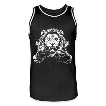Lion Boxing Fighter MMA - Men's Basketball Jersey - black/white - Front - AI Model Male 185 dark (185cm)