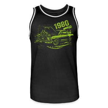1980 Anniversaire Vintage Modèle 1980 Cru 1980 - Maillot de basket Homme - noir/blanc - Devant - AI Model Male 185 dark (185cm)