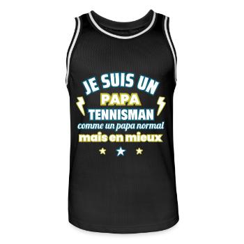 Je suis un papa TENNISMAN cadeau fête des pères - Maillot de basket Homme - noir/blanc - Devant - AI Model Male 185 dark (185cm)