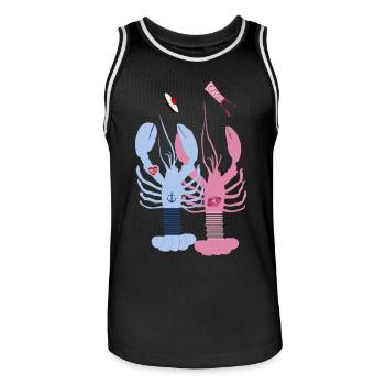 Bretagne - Homards bleu et rose - Maillot de basket Homme - noir/blanc - Devant - AI Model Male 185 dark (185cm)