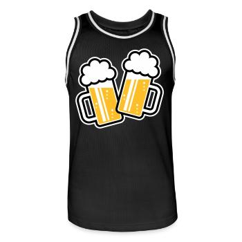 2 chopes de bière toast, à votre santé ! (Chopes à bière 3C) - Maillot de basket Homme - noir/blanc - Devant - AI Model Male 185 dark (185cm)