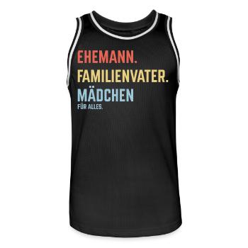 Ehemann Familienvater Mädchen Für Alles (3C) - Männer Basketball-Trikot - Schwarz/Weiß - Vorne - AI Model Male 185 dark (185cm)