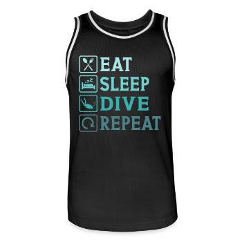 eat sleep dive repeat - Men's Basketball Jersey - black/white - Front - AI Model Male 185 dark (185cm)