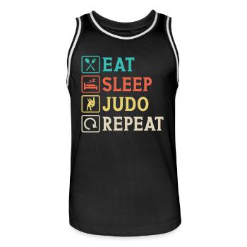 Eat Sleep Judo Repeat - Men's Basketball Jersey - black/white - Front - AI Model Male 185 dark (185cm)