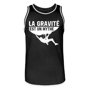La gravité est un mythe t-shirt sport escalade - Maillot de basket Homme - noir/blanc - Devant - AI Model Male 185 dark (185cm)