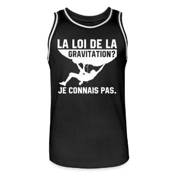 la loi de la gravitation je connais pas - Maillot de basket Homme - noir/blanc - Devant - AI Model Male 185 dark (185cm)