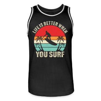 life Is Better When you Surf - Men's Basketball Jersey - black/white - Front - AI Model Male 185 dark (185cm)