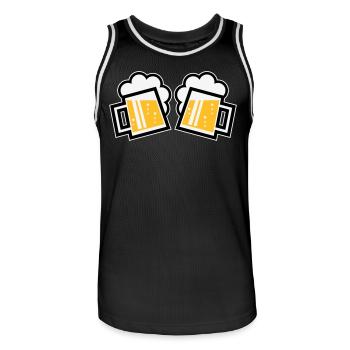 2 chopes à bière bavaroise Prosten (chopes à bière / 3C) - Maillot de basket Homme - noir/blanc - Devant - AI Model Male 185 dark (185cm)