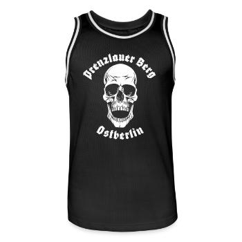 PRENZLAUER BERG OSTBERLIN - Männer Basketball-Trikot - Schwarz/Weiß - Vorne - AI Model Male 185 dark (185cm)