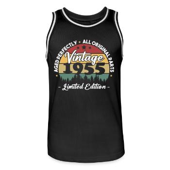 Vintage 1955 Geburtstagsgeschenk Für Geboren 1955 - Männer Basketball-Trikot - Schwarz/Weiß - Vorne - AI Model Male 185 dark (185cm)