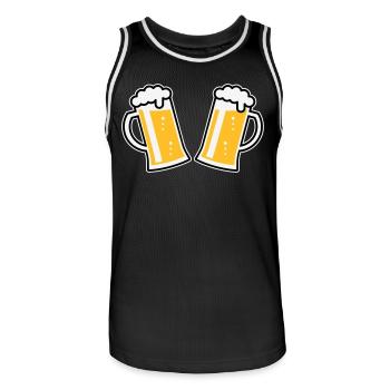2 chopes à bière Prosten (bière / chope à bière / 3C) - Maillot de basket Homme - noir/blanc - Devant - AI Model Male 185 dark (185cm)
